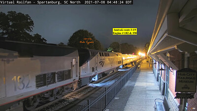 Amtrak #-19 with engine # 182   190 Spartanburg,SC/USA