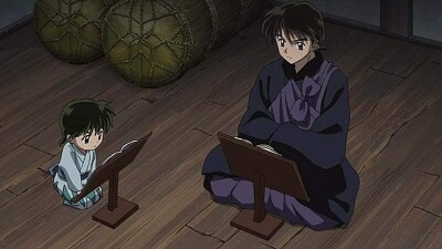 miroku le esta enseñando a hisui hanyo no yashahime