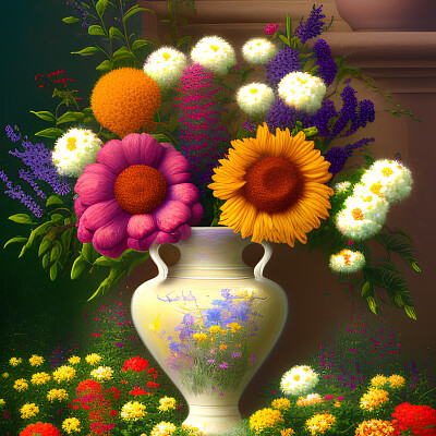 Wildflowers in Old Vase