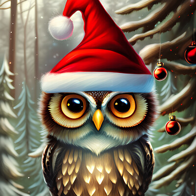 Christmas Owl (Digital Art by Me)