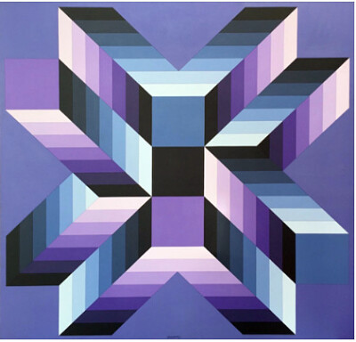 vasarely motifs en bleu