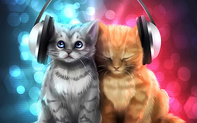 Gatitos escuchando música