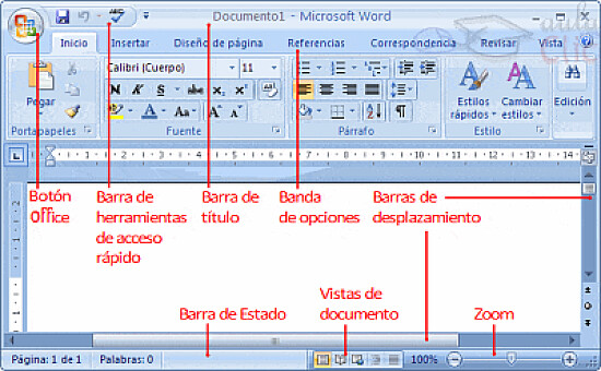 Ventana de Word 2010