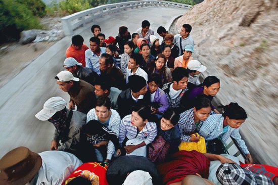 Myanmar Riding on a truck