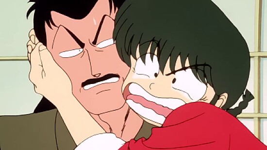 ranma abraza a soun por miedo al gato ranma 1/2