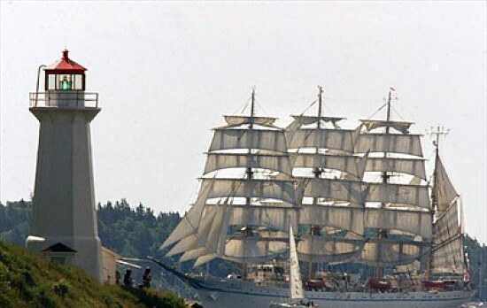 Tall ship sailing toward Halifax festival