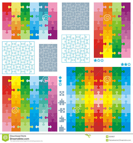 Jigsaw puzzle blank templates and colorful pattern