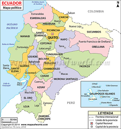 Mapa político del Ecuador