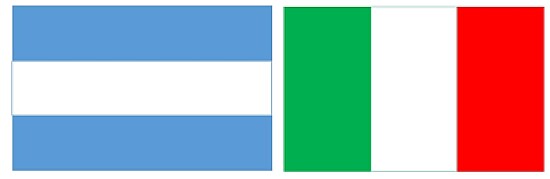 Las banderas de Argentina e Italia