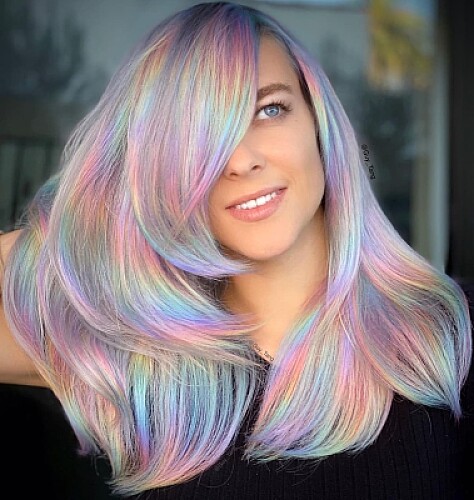 Rainbow pastel hair