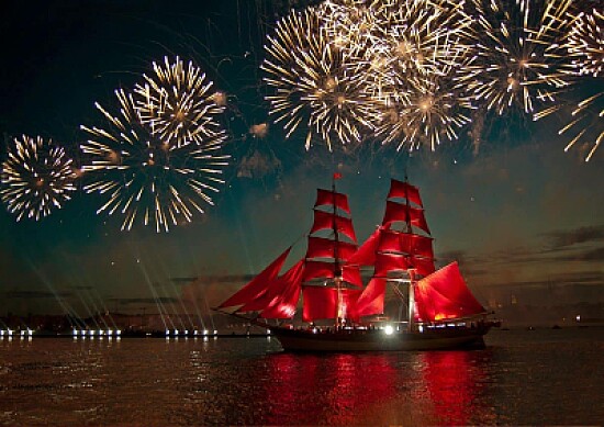 Boat and fireworks