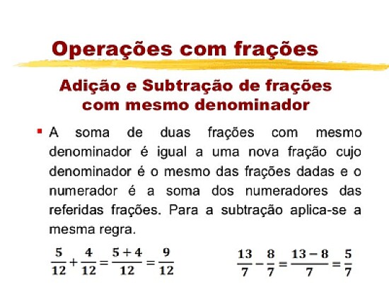 Adição e Subtração com frações